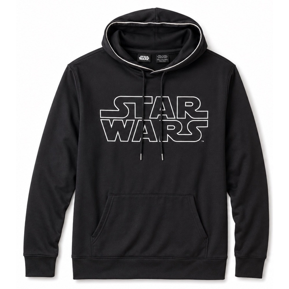 Star Wars Black Graphic Hoodie Pullover Lucasfilm Logo XXL 2XL Sci-Fi Geek Nerd